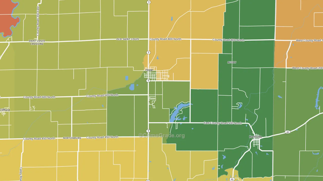 47246, IN Map of Drug-Related Crime Rates