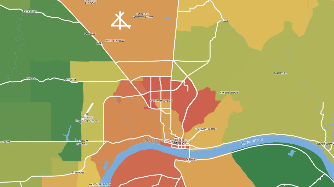 47250, IN Map of Drug-Related Crime Rates