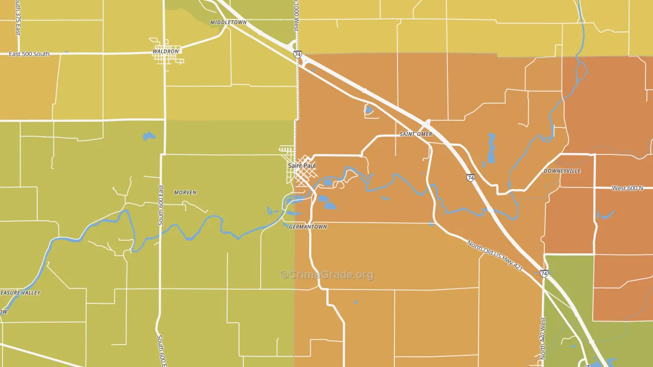 47272, IN Map of Drug-Related Crime Rates