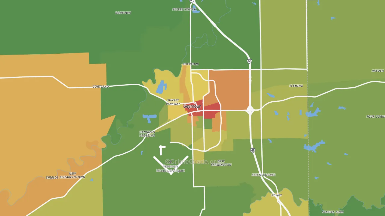 47274, IN Map of Drug-Related Crime Rates