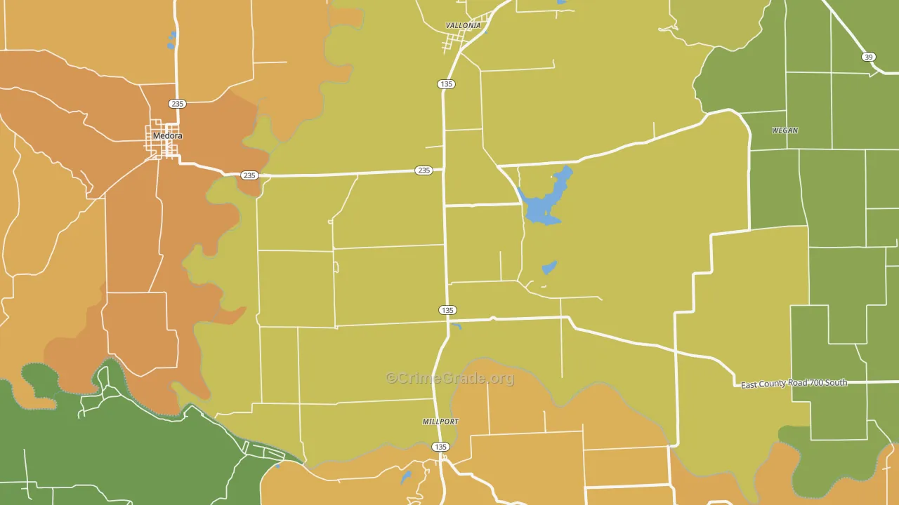 47281, IN Map of Drug-Related Crime Rates