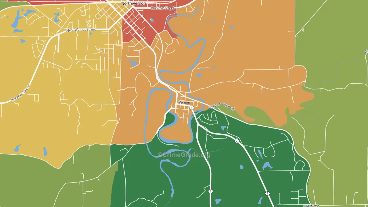47282, IN Map of Drug-Related Crime Rates