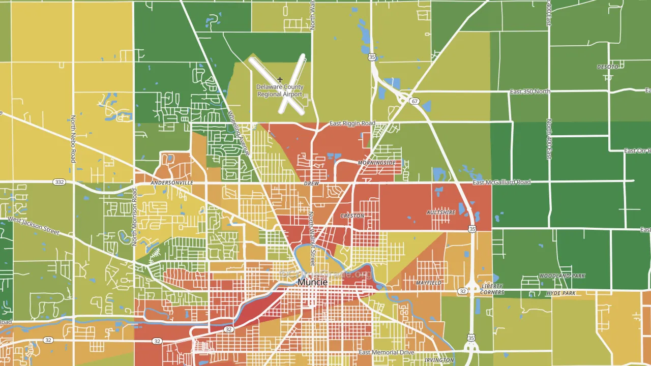 47303, IN Map of Drug-Related Crime Rates