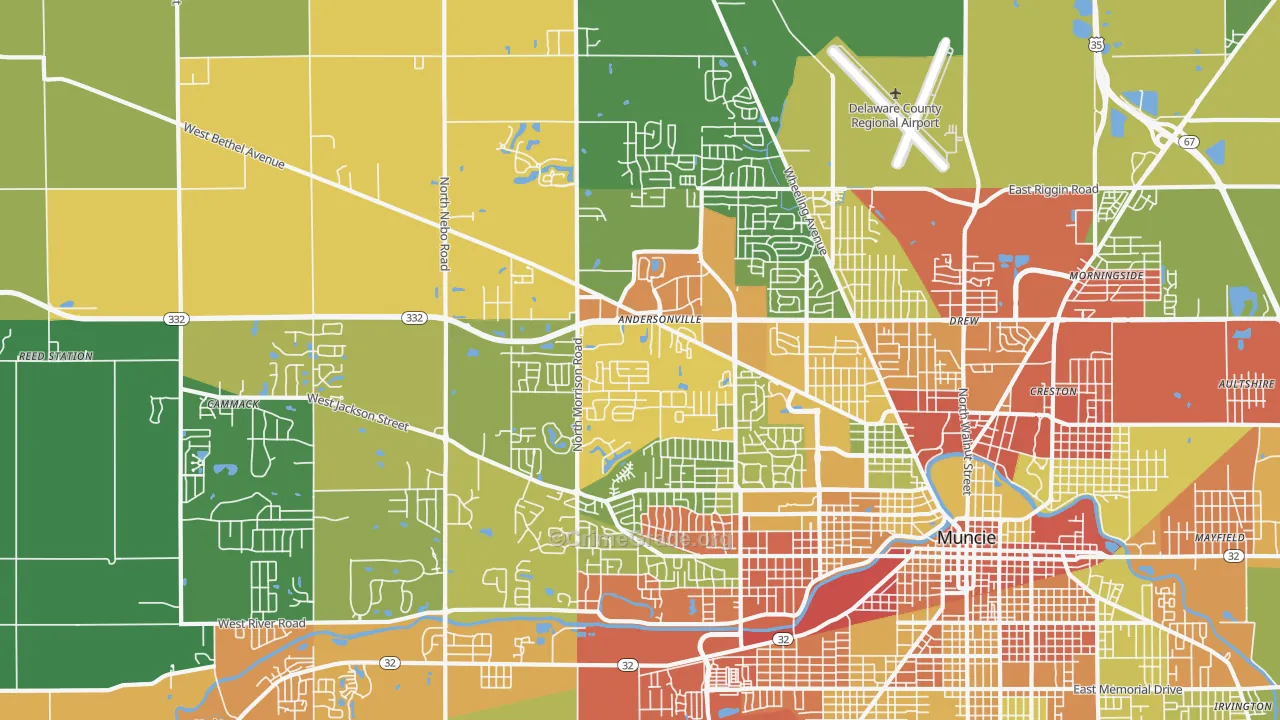 47304, IN Map of Drug-Related Crime Rates