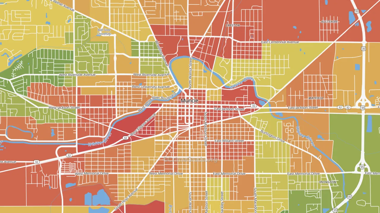 47305, IN Map of Drug-Related Crime Rates