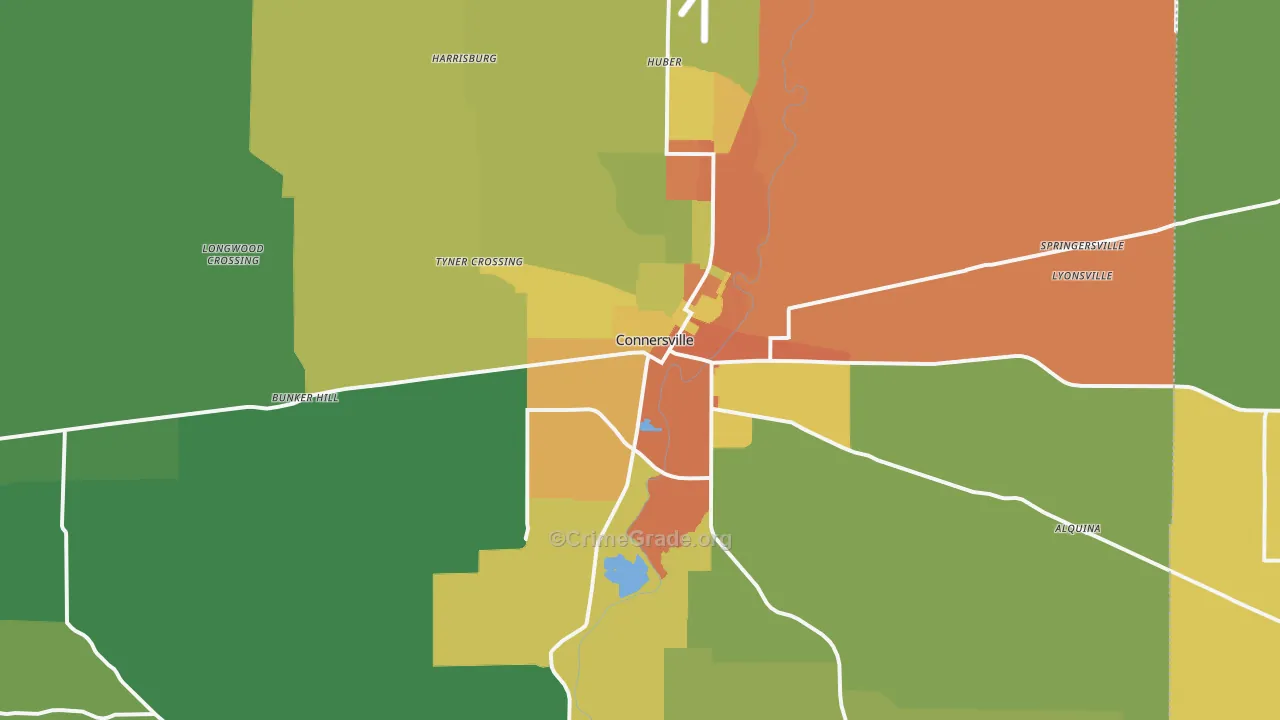 47331, IN Map of Drug-Related Crime Rates