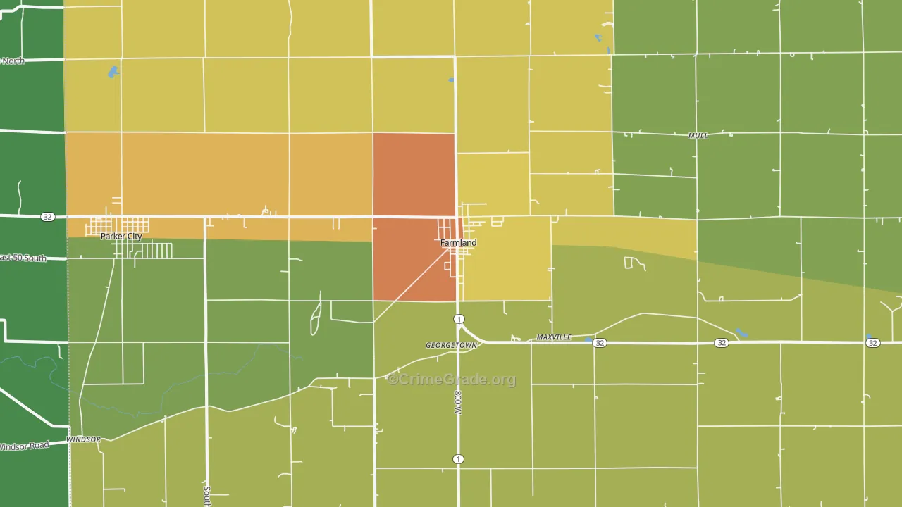 47340, IN Map of Drug-Related Crime Rates