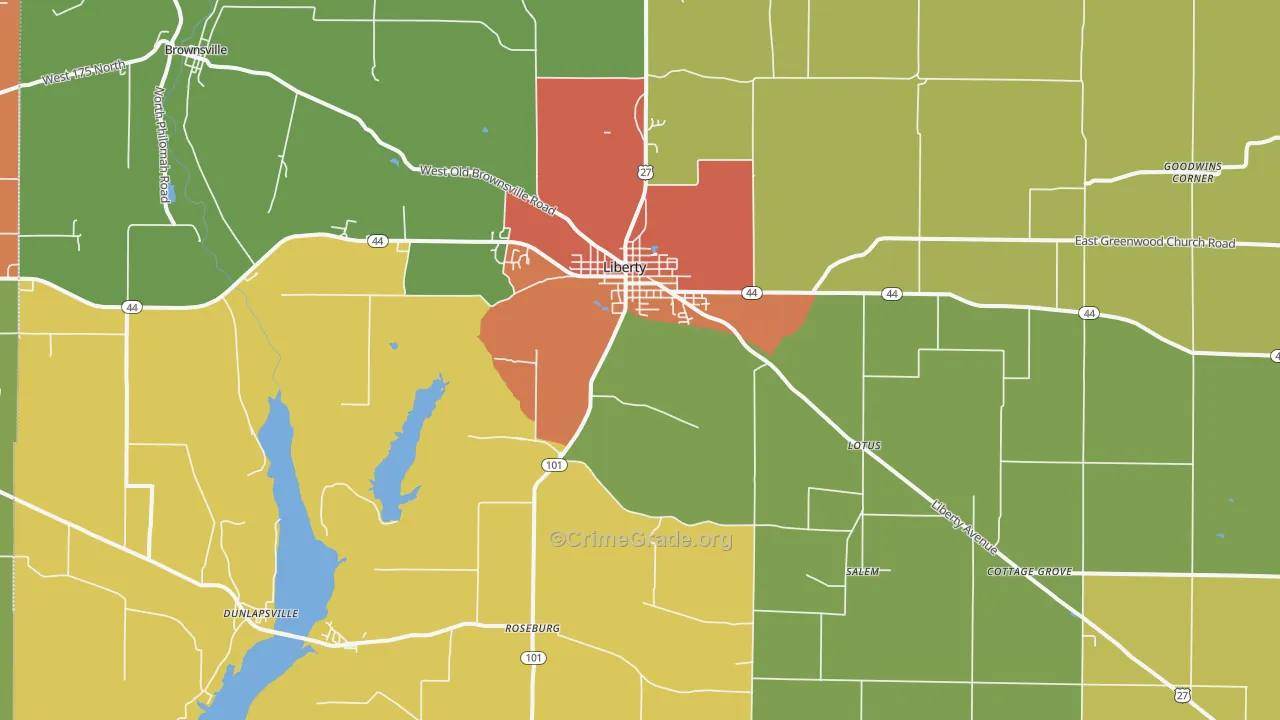 47353, IN Map of Drug-Related Crime Rates