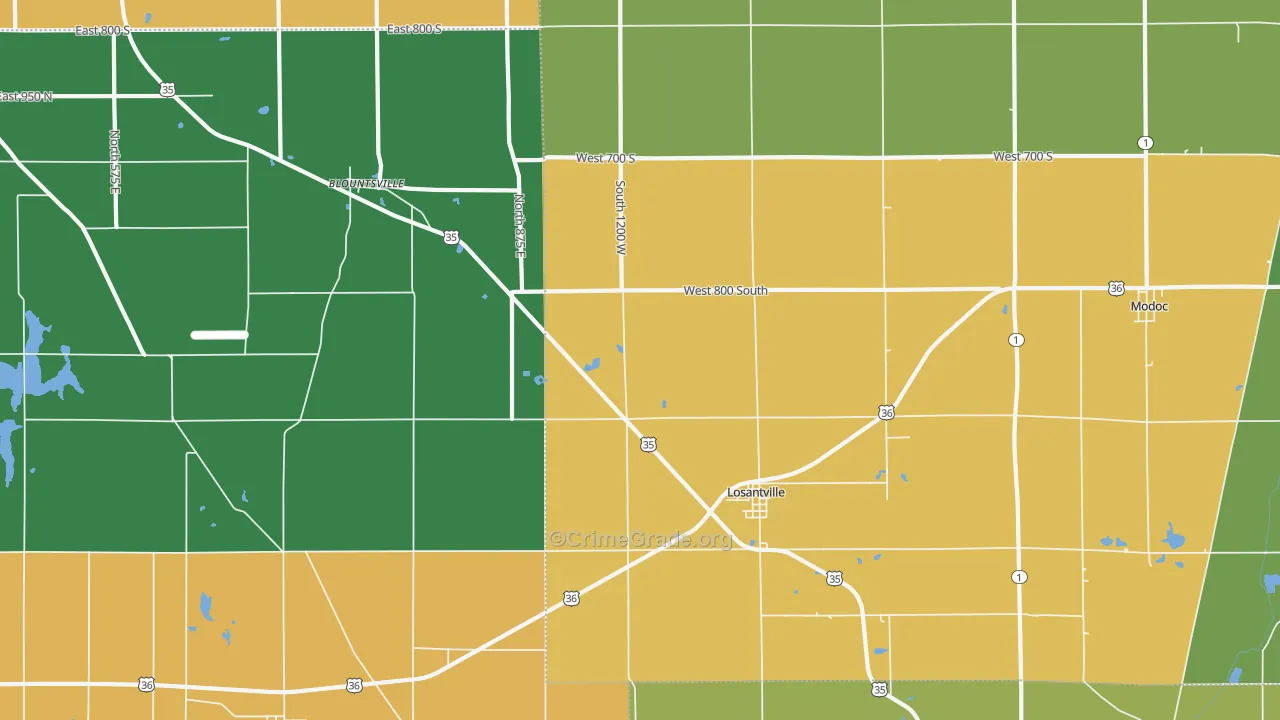 47354, IN Map of Drug-Related Crime Rates