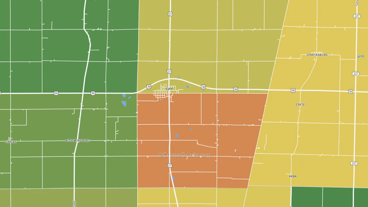 47355, IN Map of Drug-Related Crime Rates
