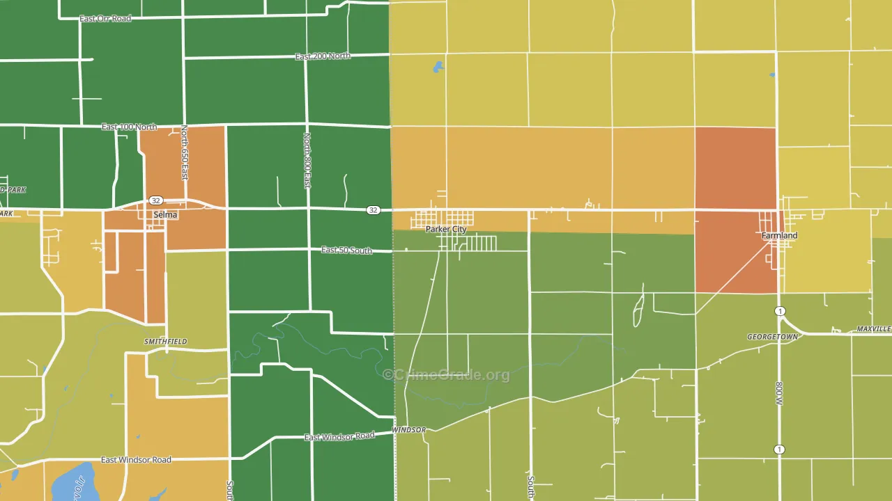 47368, IN Map of Drug-Related Crime Rates