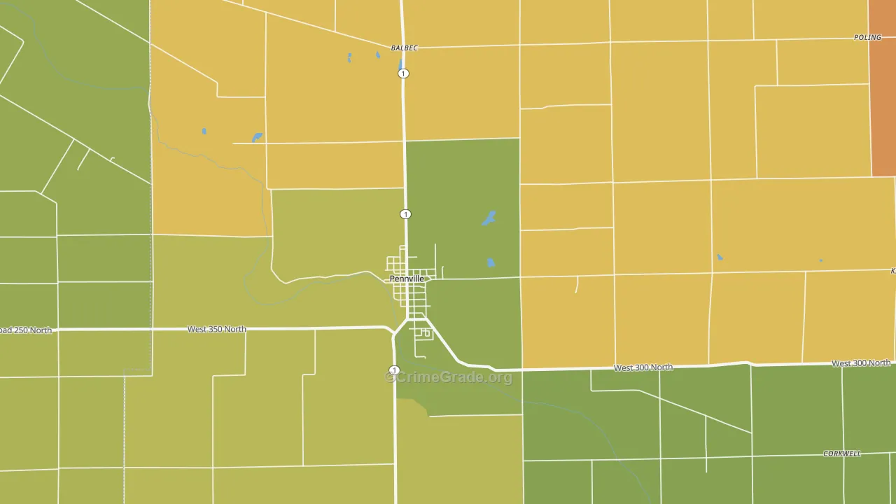 47369, IN Map of Drug-Related Crime Rates