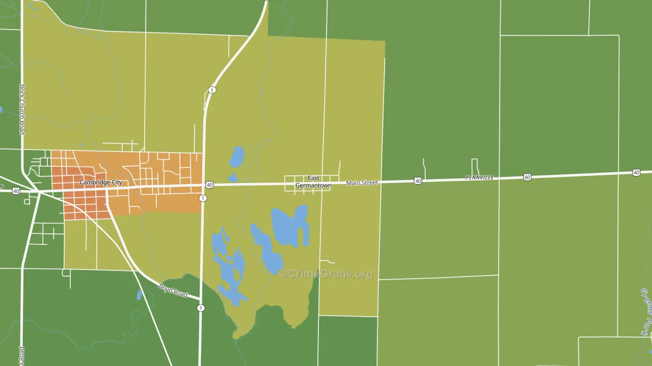 47370, IN Map of Drug-Related Crime Rates