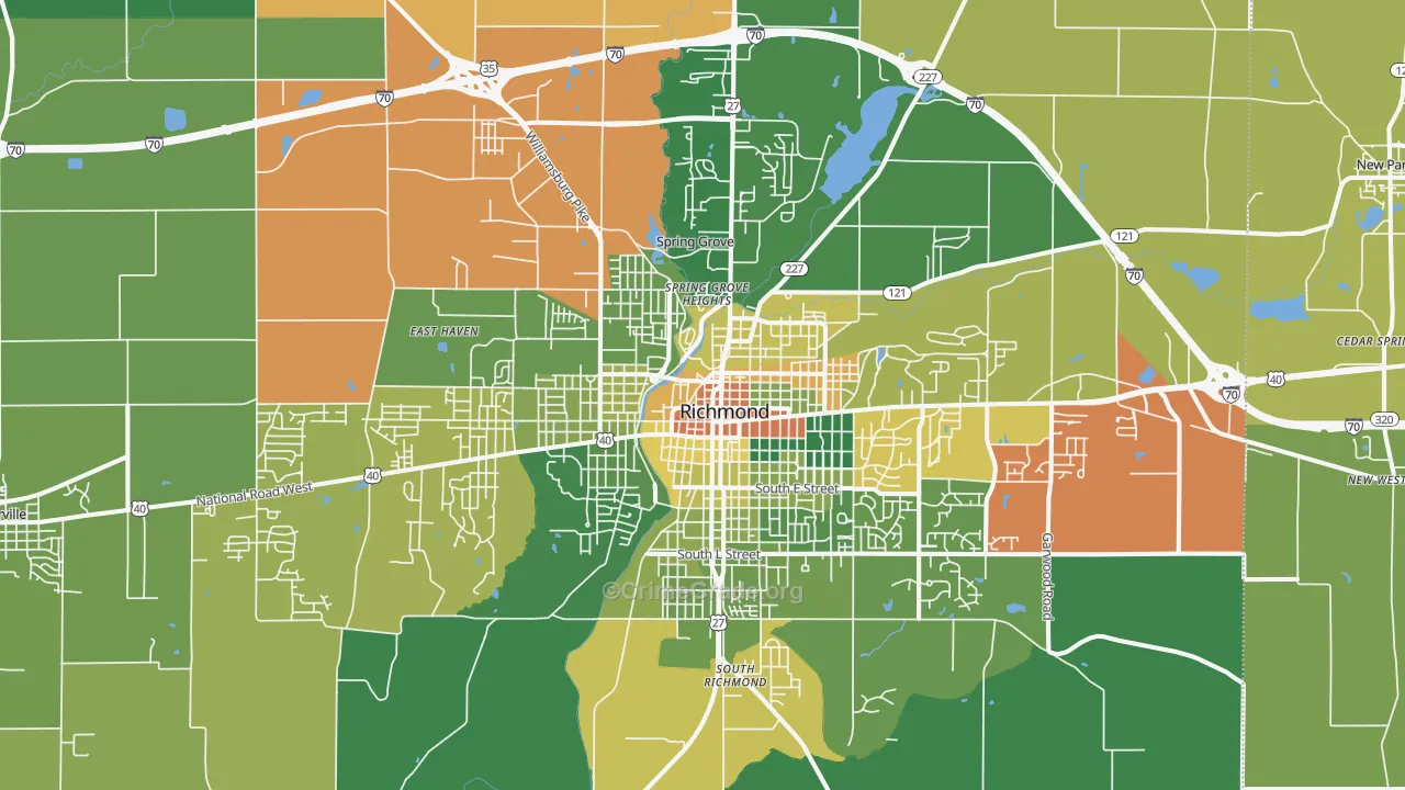 47374, IN Map of Drug-Related Crime Rates