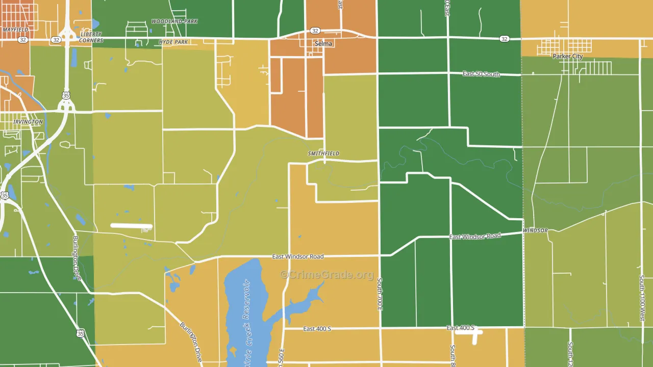 47383, IN Map of Drug-Related Crime Rates