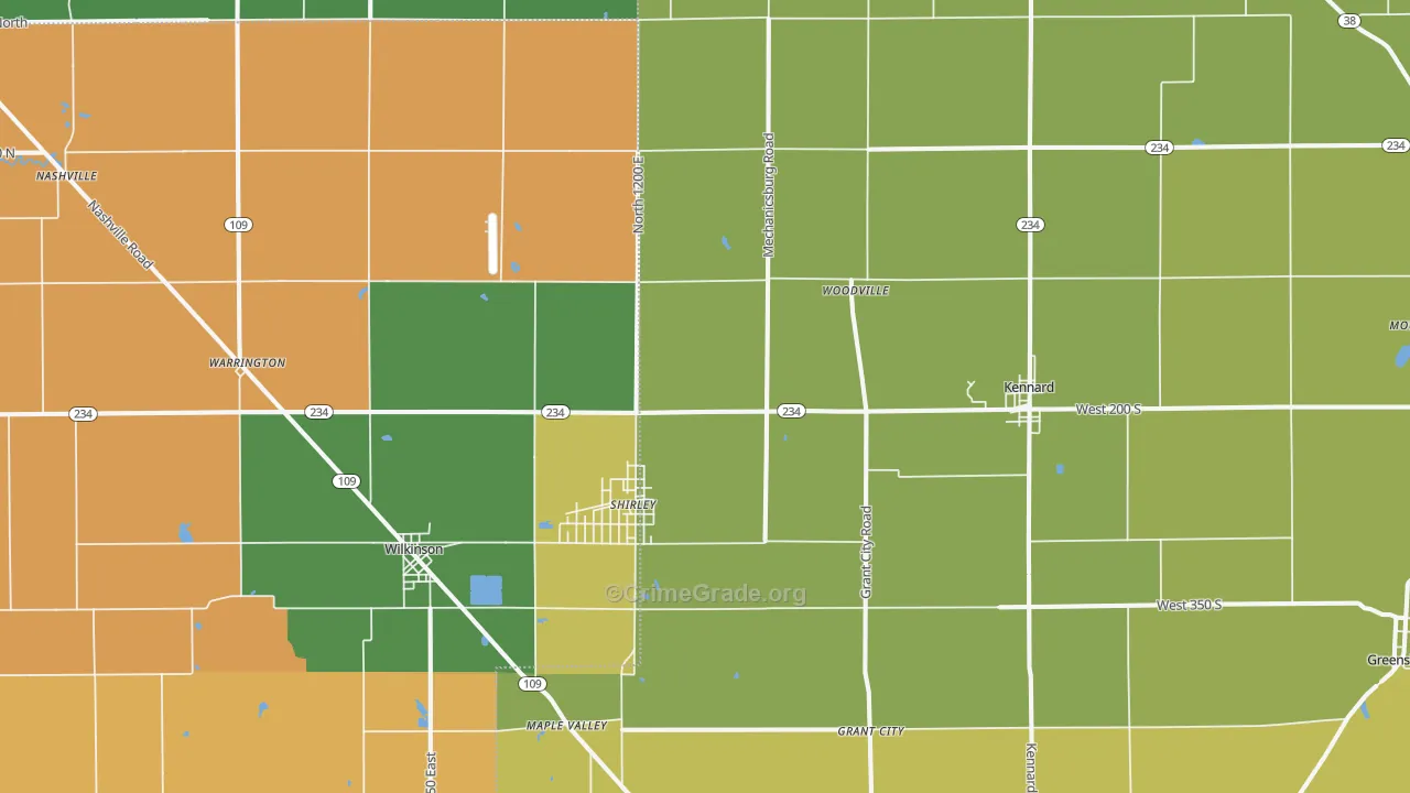 47384, IN Map of Drug-Related Crime Rates