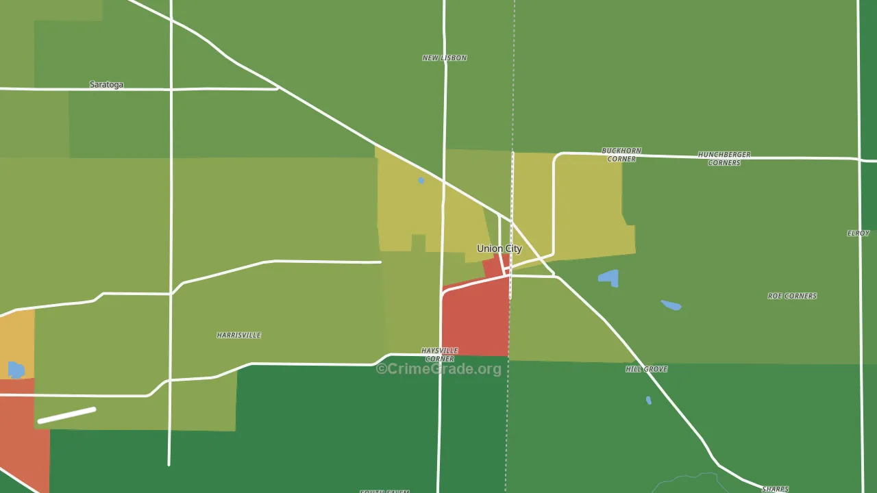 47390, IN Map of Drug-Related Crime Rates