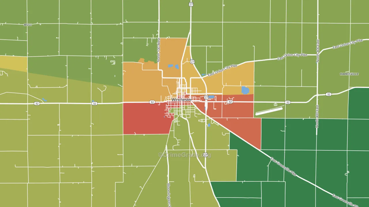 47394, IN Map of Drug-Related Crime Rates