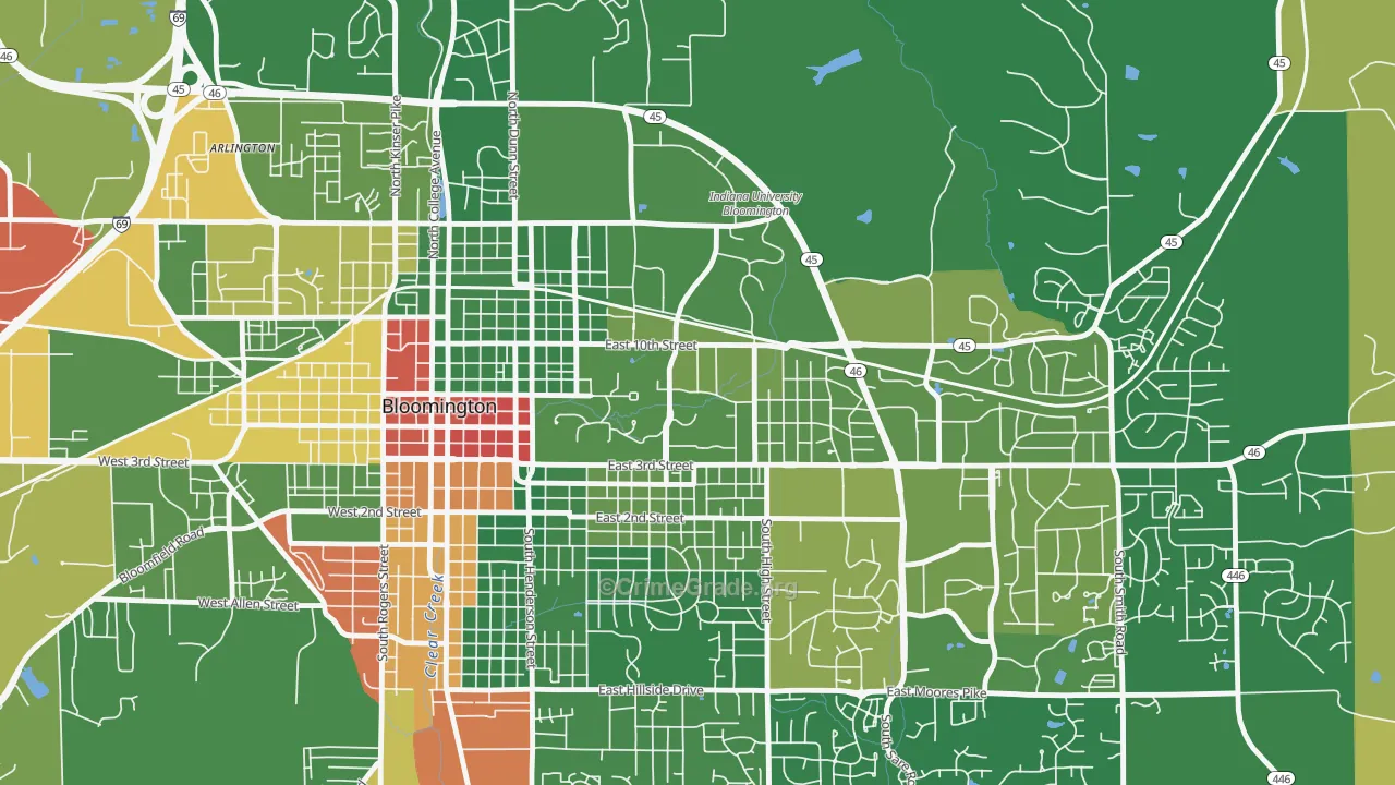 47405, IN Map of Drug-Related Crime Rates