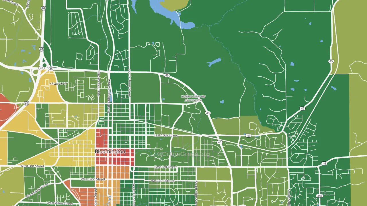 47406, IN Map of Drug-Related Crime Rates