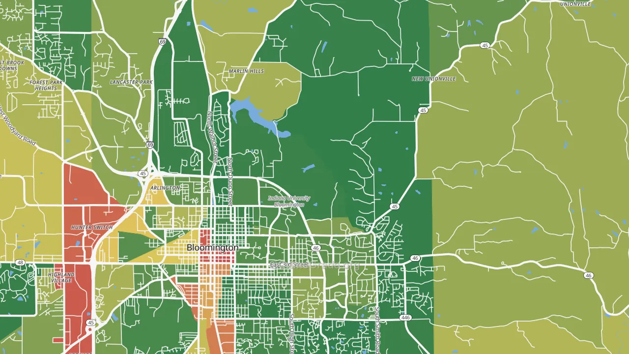 47408, IN Map of Drug-Related Crime Rates