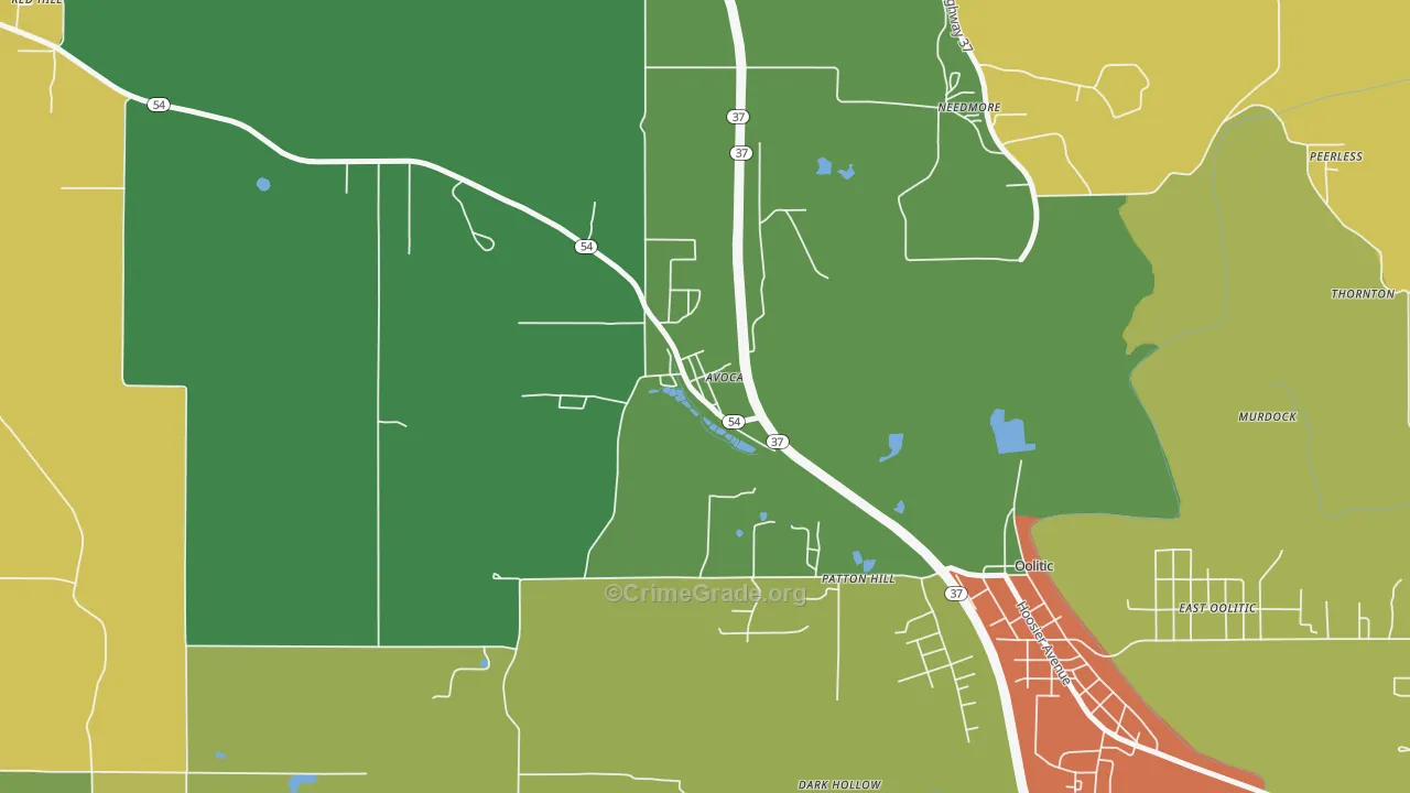 47420, IN Map of Drug-Related Crime Rates