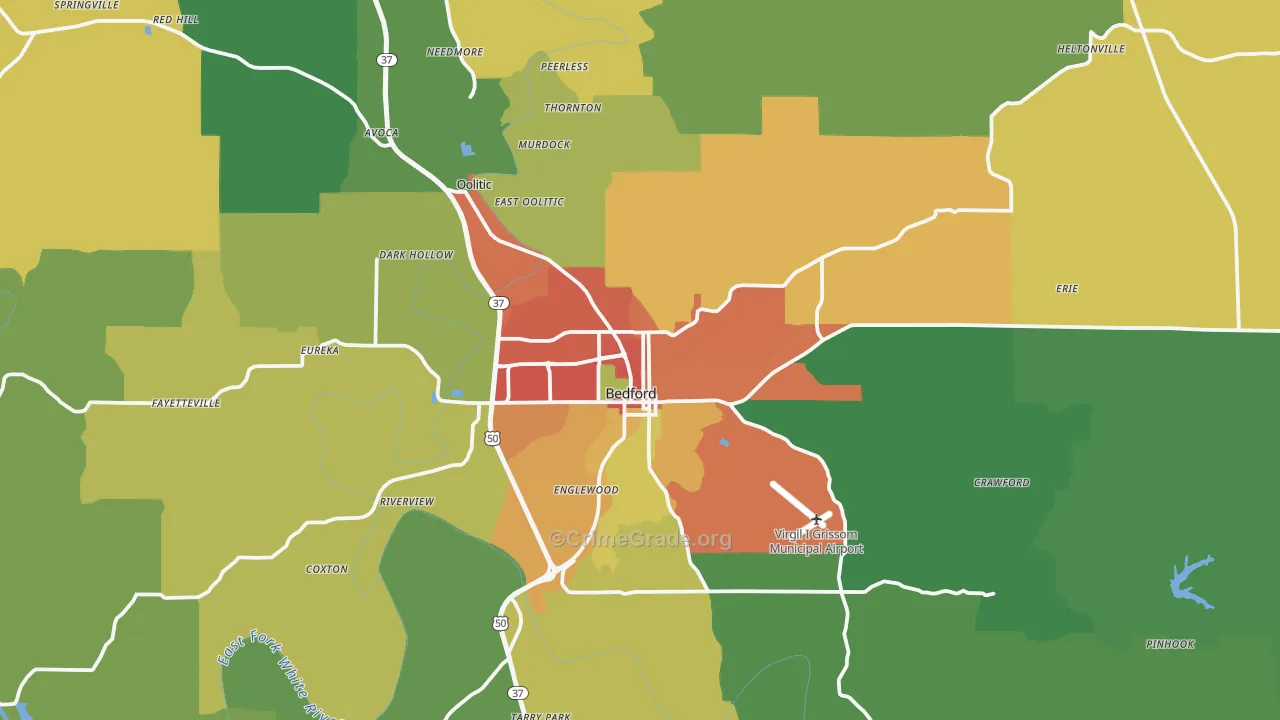 47421, IN Map of Drug-Related Crime Rates
