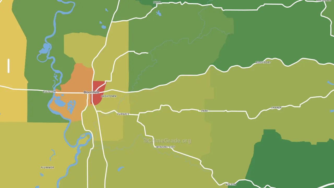 47424, IN Map of Drug-Related Crime Rates