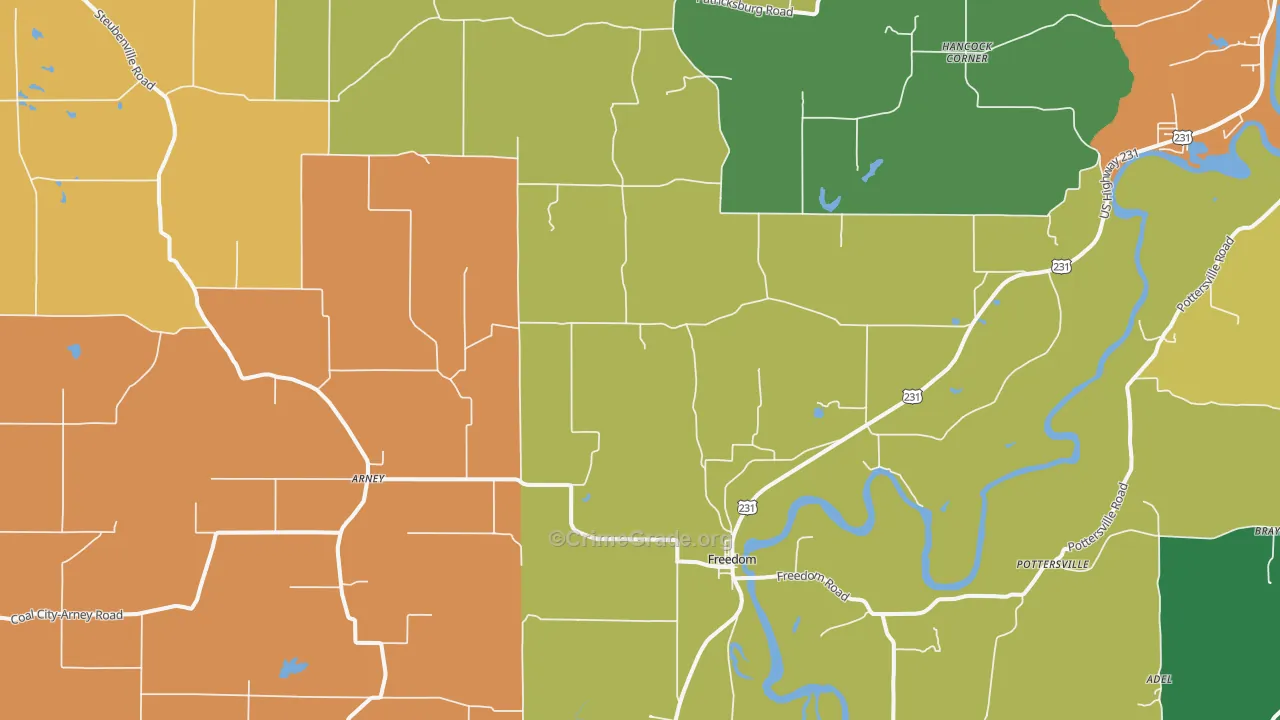47431, IN Map of Drug-Related Crime Rates