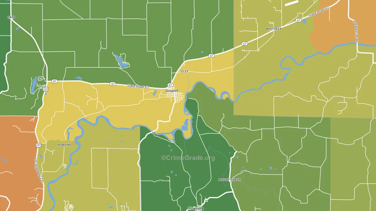 47433, IN Map of Drug-Related Crime Rates