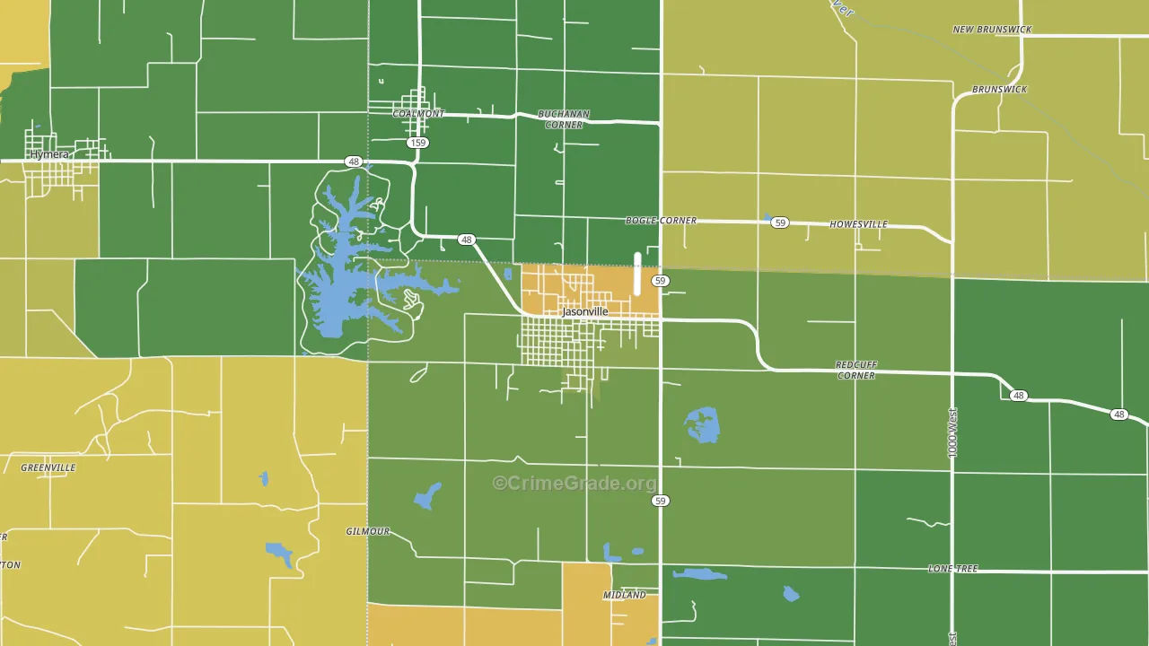 47438, IN Map of Drug-Related Crime Rates