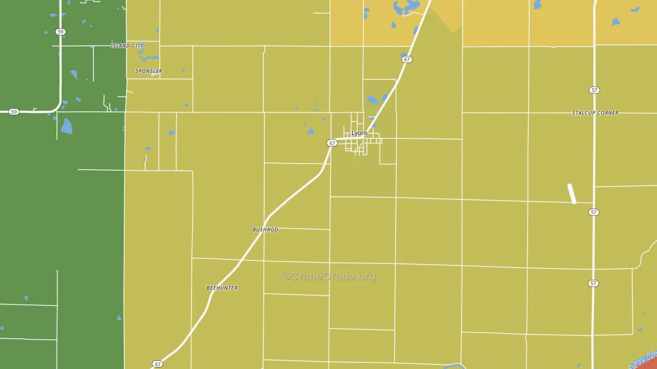 47443, IN Map of Drug-Related Crime Rates