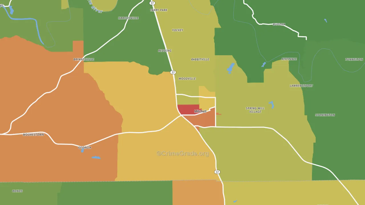 47446, IN Map of Drug-Related Crime Rates