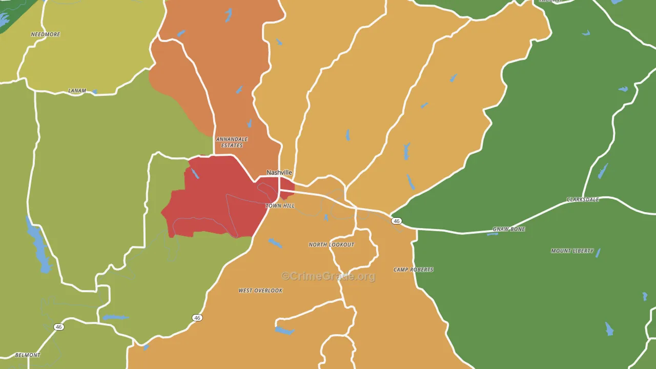47448, IN Map of Drug-Related Crime Rates