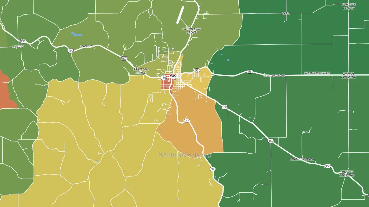 47454, IN Map of Drug-Related Crime Rates