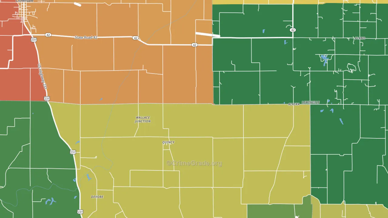 47456, IN Map of Drug-Related Crime Rates