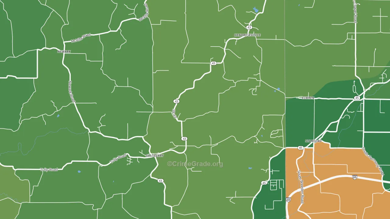 47459, IN Map of Drug-Related Crime Rates