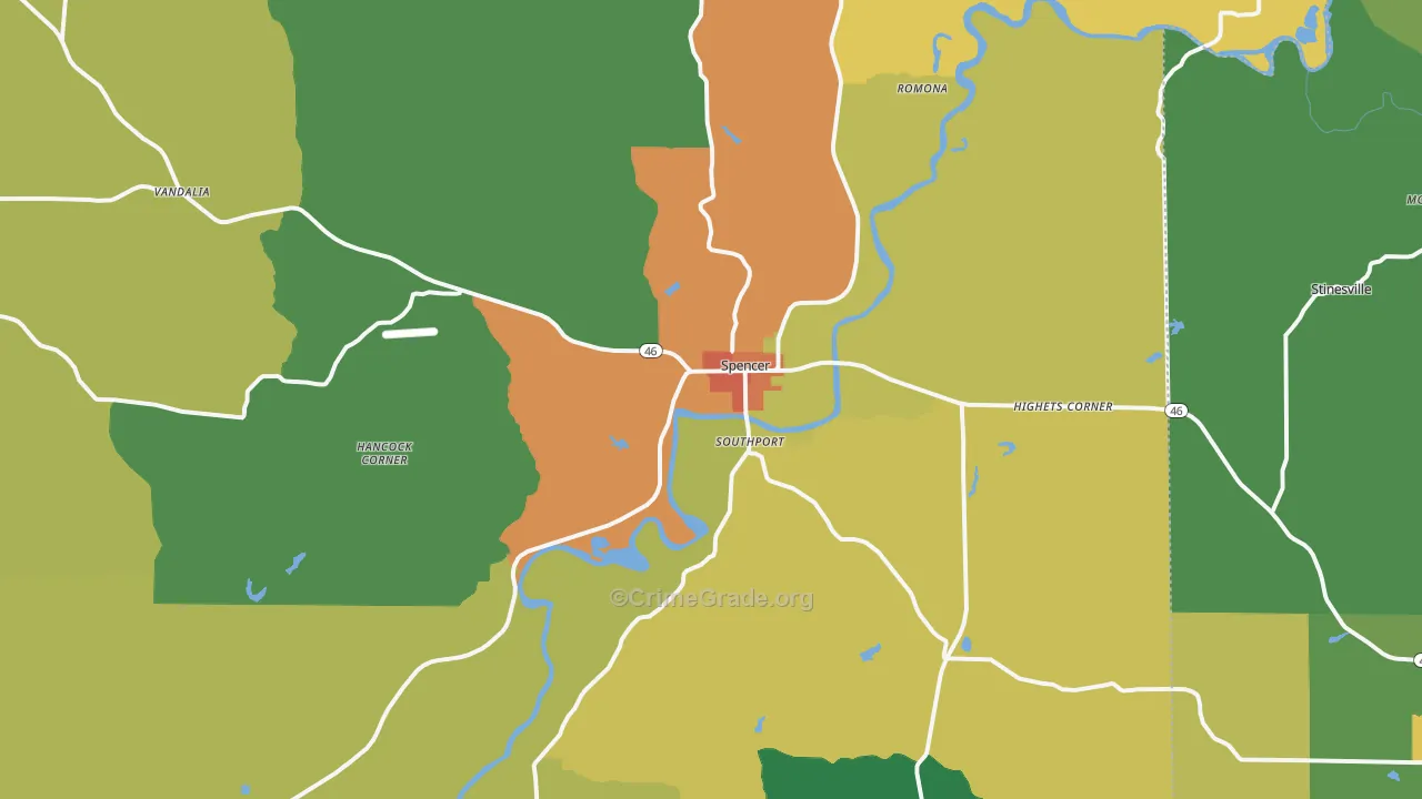 47460, IN Map of Drug-Related Crime Rates