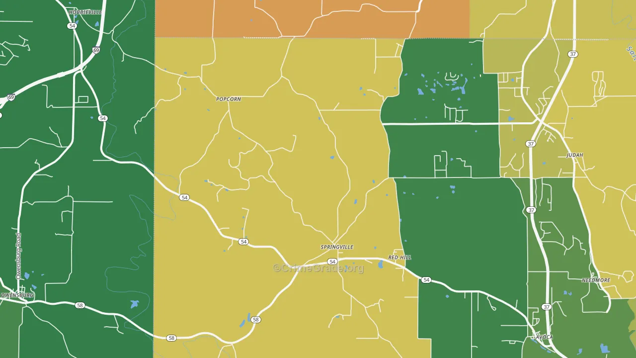 47462, IN Map of Drug-Related Crime Rates