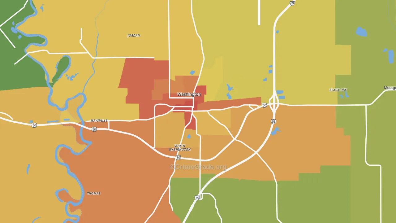 47501, IN Map of Drug-Related Crime Rates