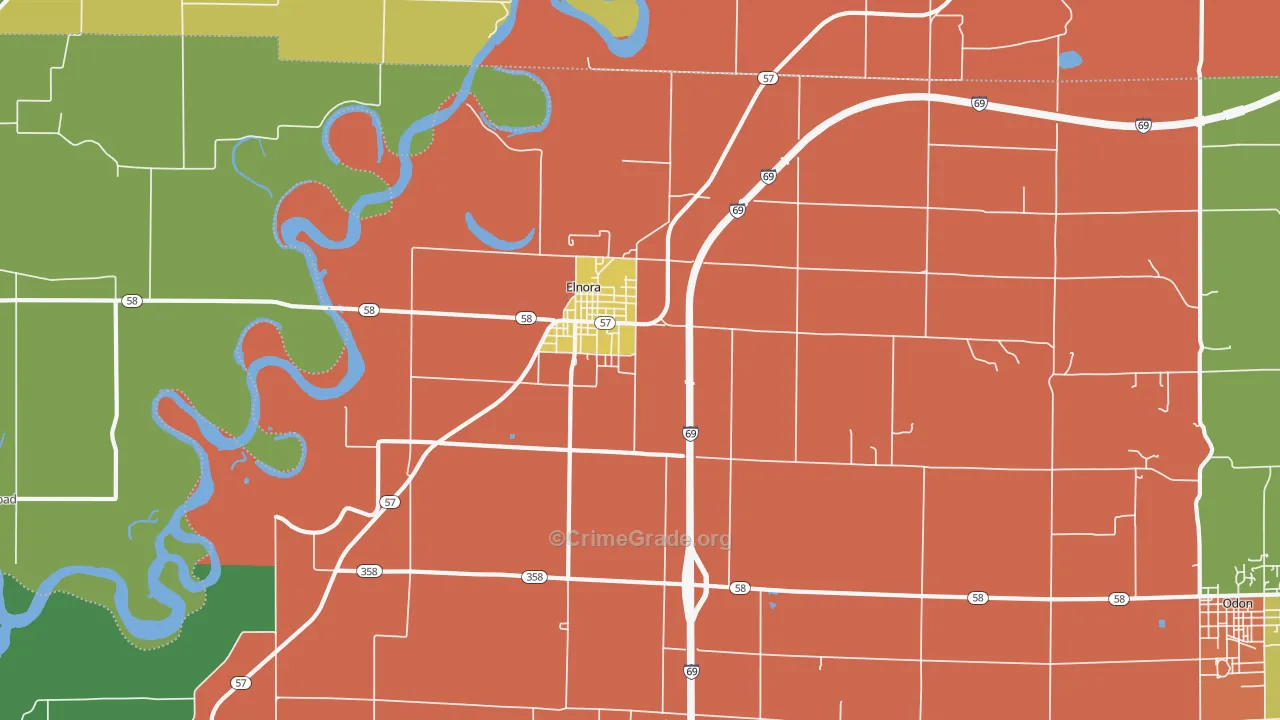 47529, IN Map of Drug-Related Crime Rates