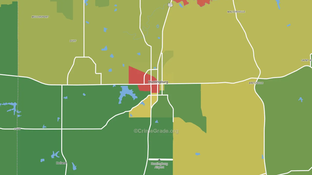 47542, IN Map of Drug-Related Crime Rates