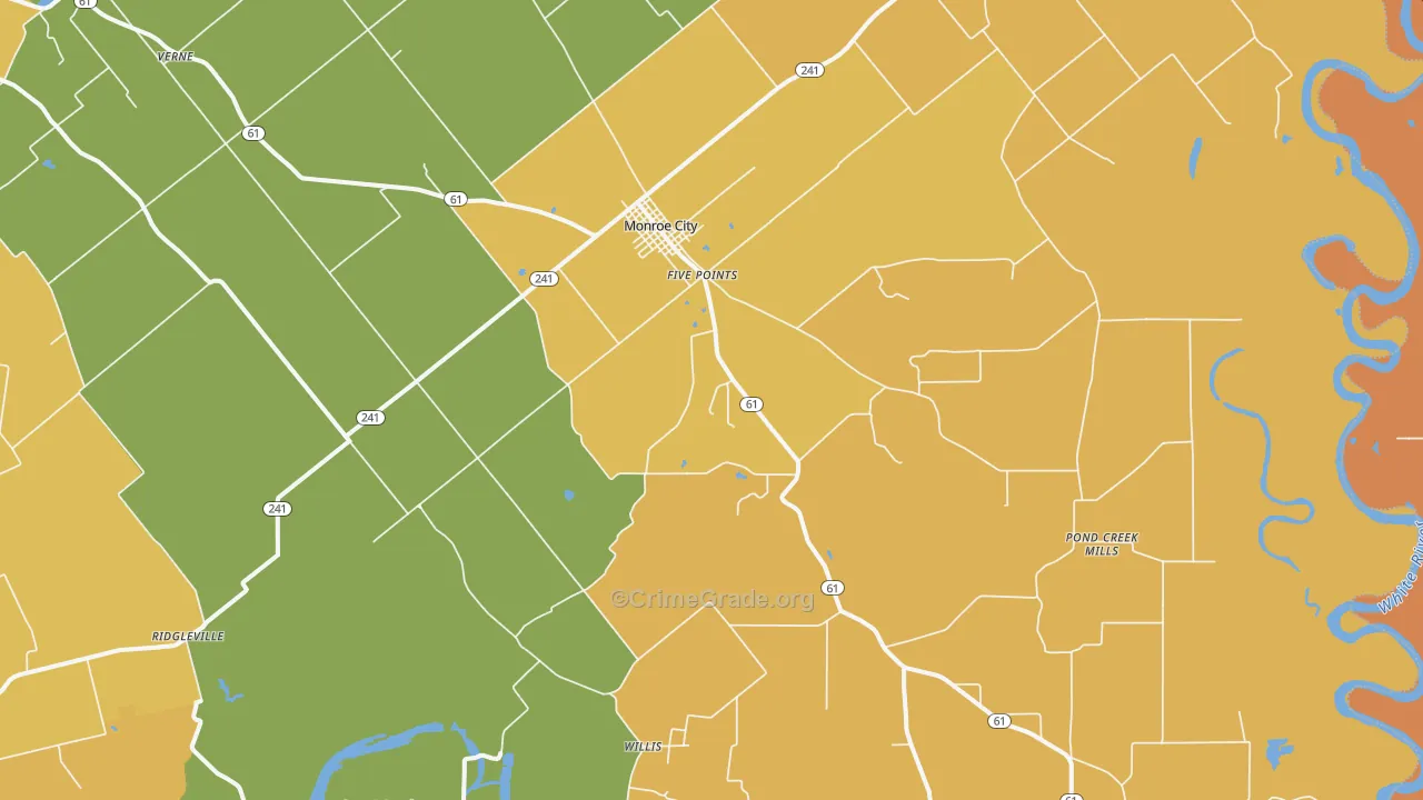 47557, IN Map of Drug-Related Crime Rates