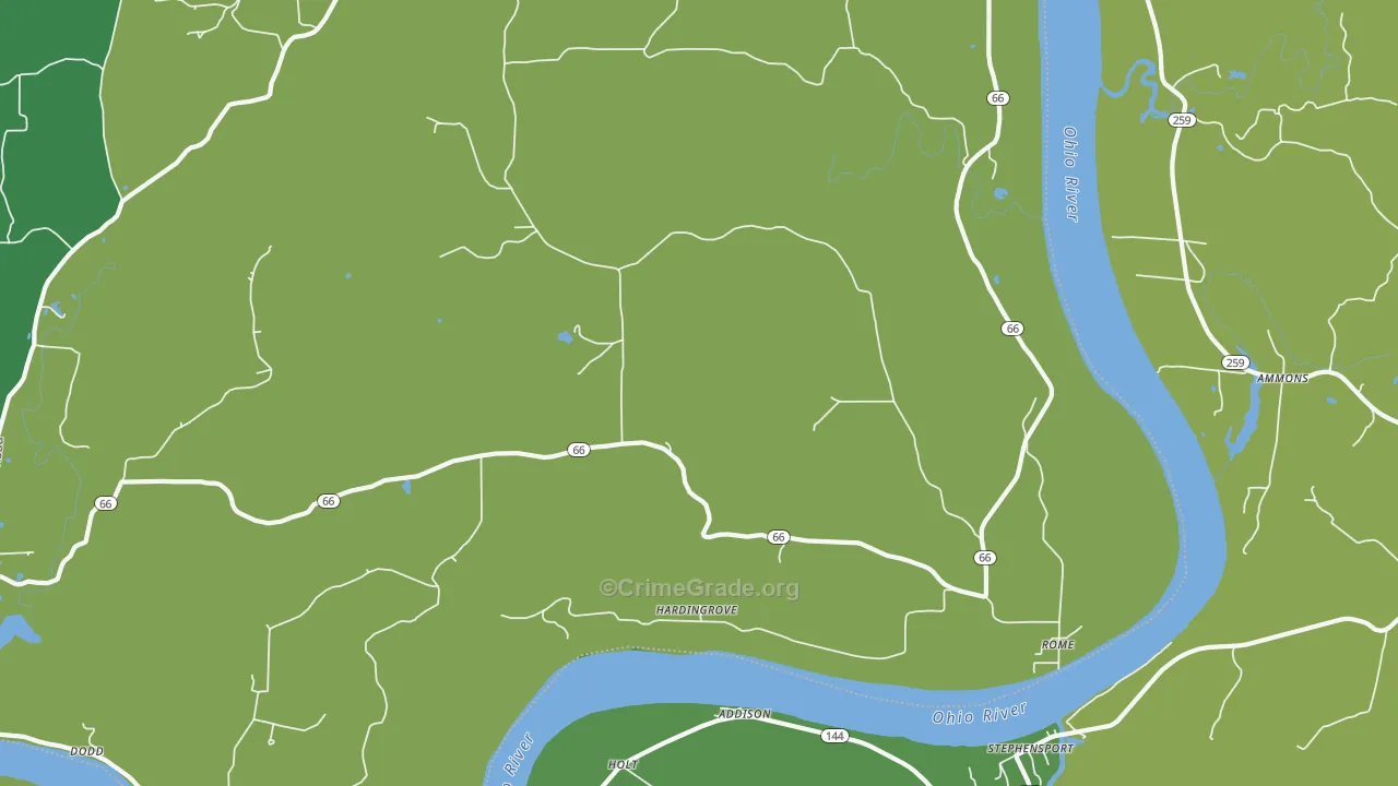 47574, IN Map of Drug-Related Crime Rates