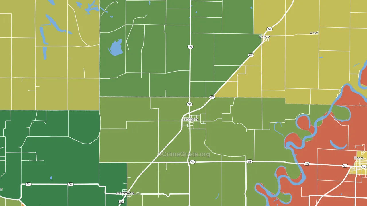 47578, IN Map of Drug-Related Crime Rates