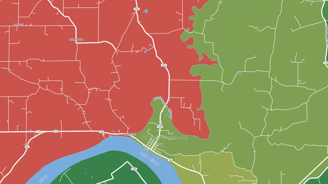 47588, IN Map of Drug-Related Crime Rates
