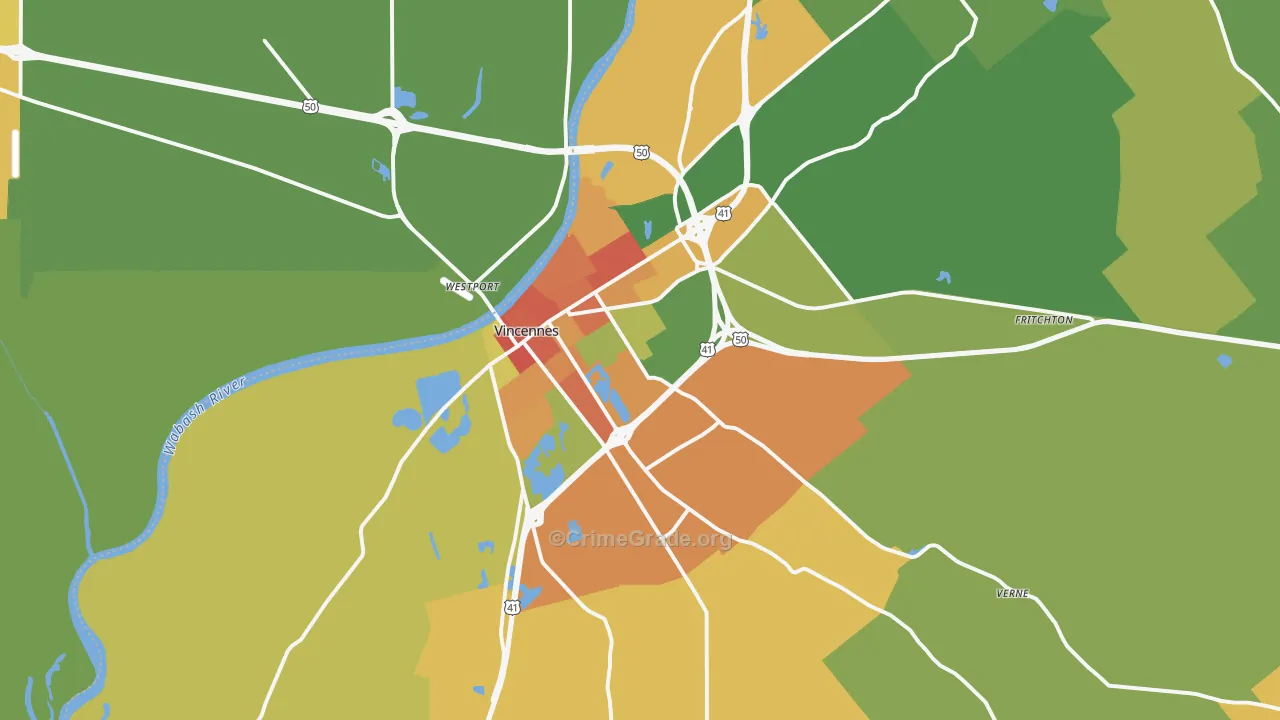 47591, IN Map of Drug-Related Crime Rates