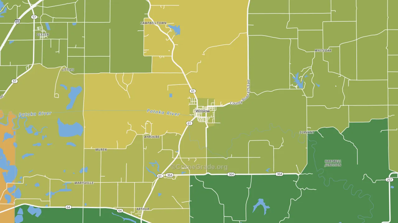 47598, IN Map of Drug-Related Crime Rates