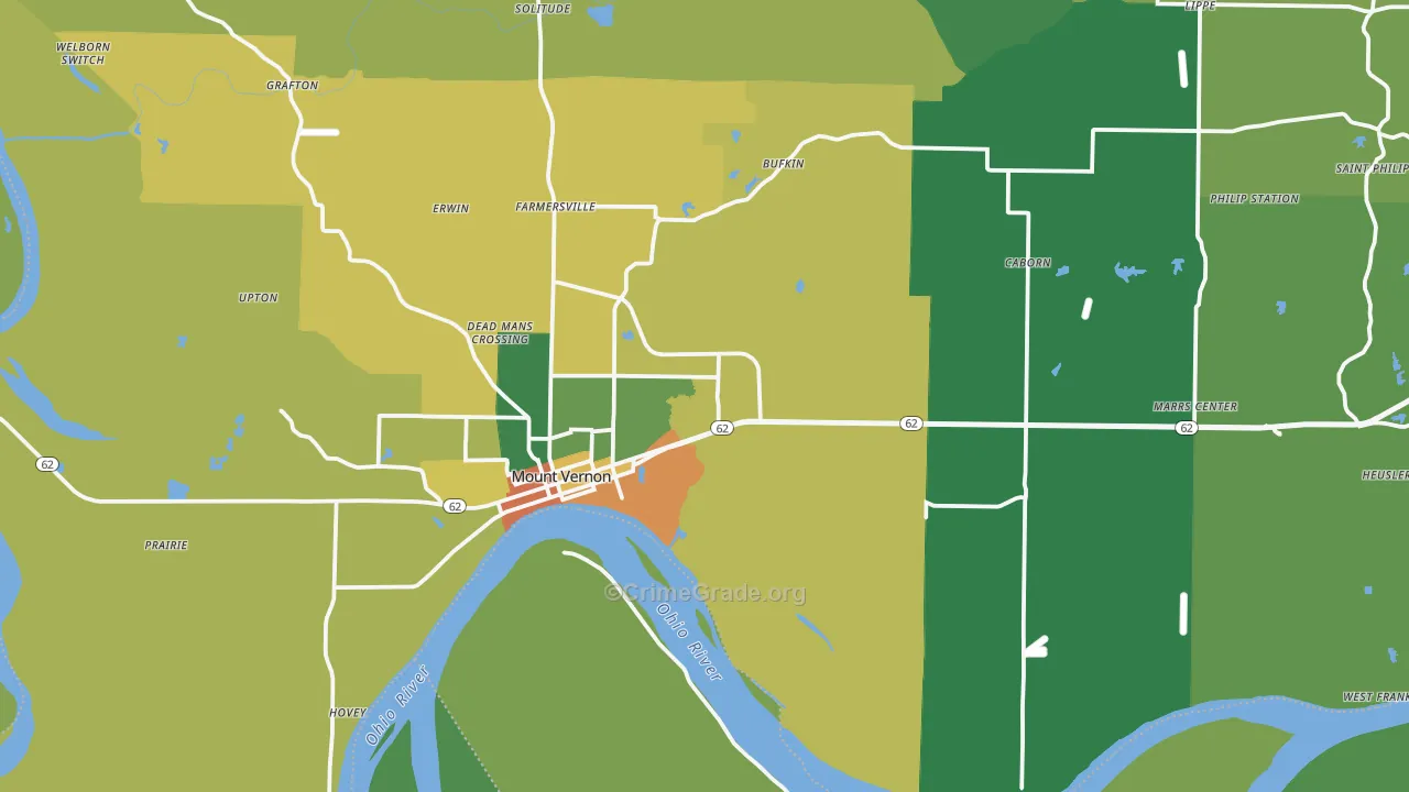 47620, IN Map of Drug-Related Crime Rates