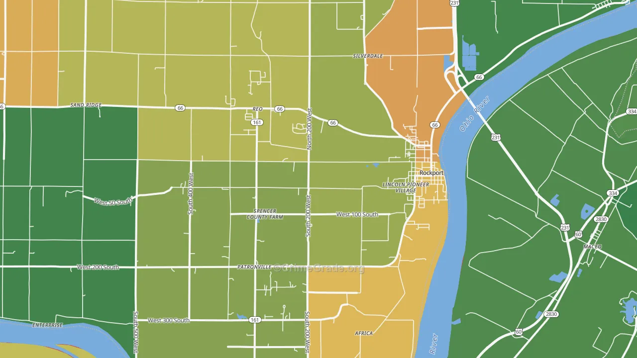 47635, IN Map of Drug-Related Crime Rates